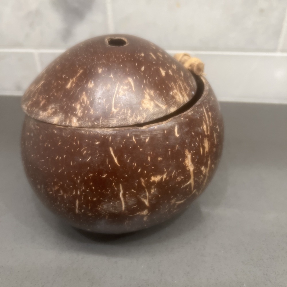 Vintage Tiki Coconut Cup Waikiki Hawaii 5"